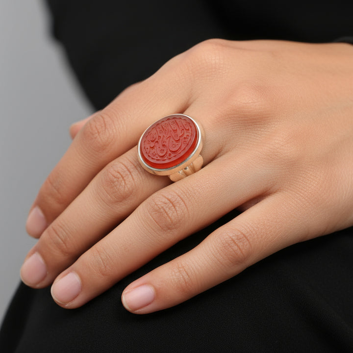 Sarj Al-Zuhur Yemeni Aqeeq Sterling Silver Ring