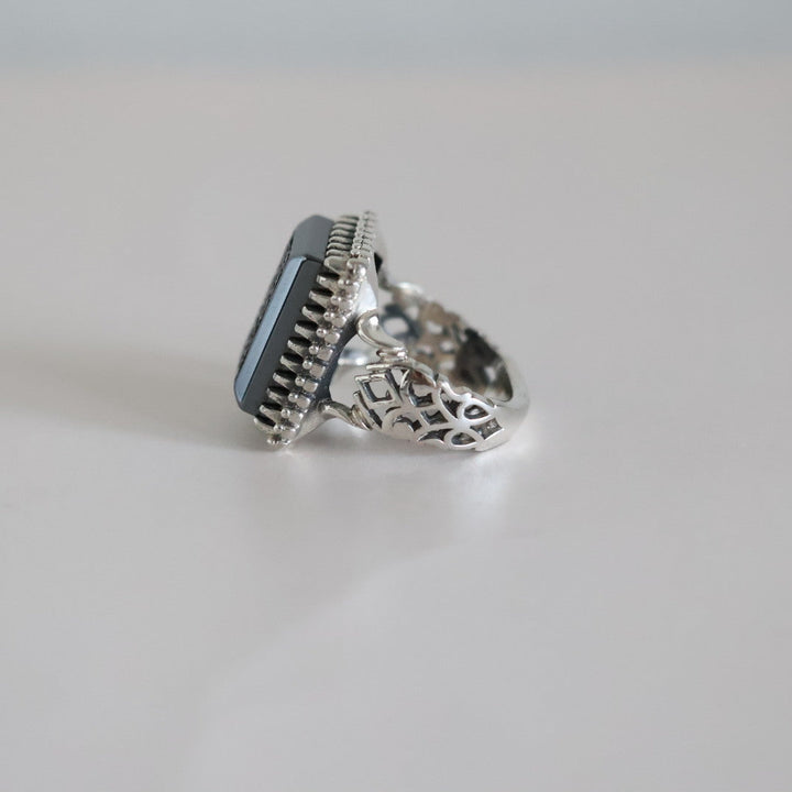 Dhir Al-Itisam Hadeed Cheeni Sterling Silver Ring