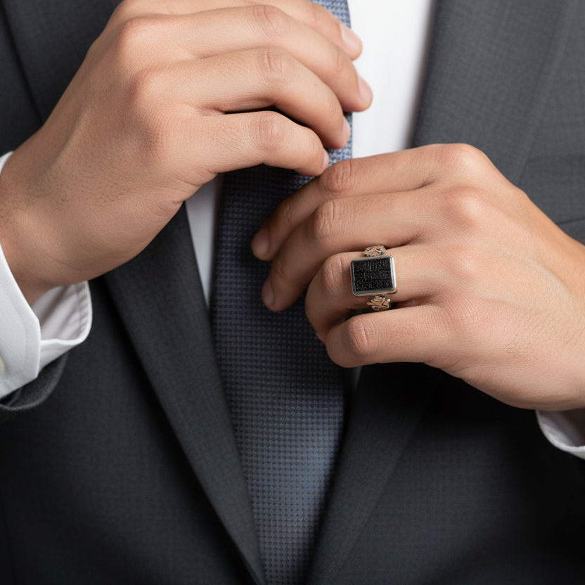 Satr Al-Qawl Hadeed Cheeni Sterling Silver Ring