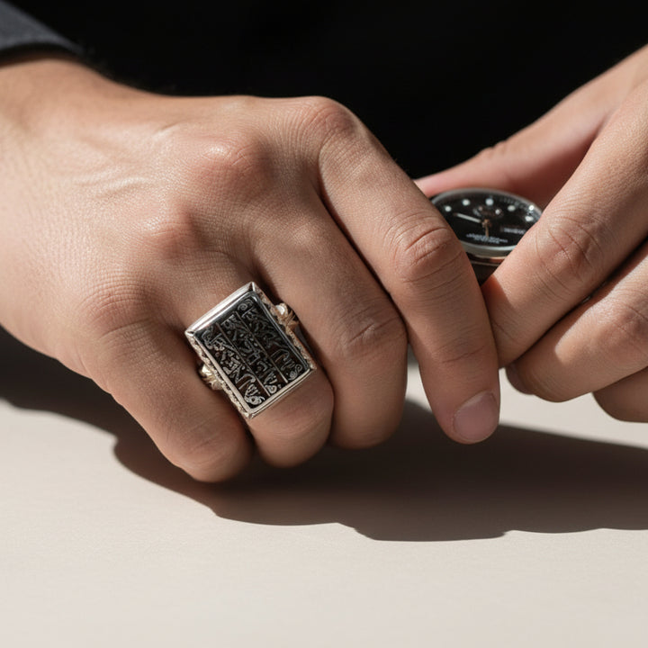 Asas Al Qawim Hadeed Cheeni (Hematite) Sterling Silver Ring