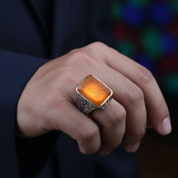 Mithl Al Noor Yemeni Aqeeq Sterling Silver Ring