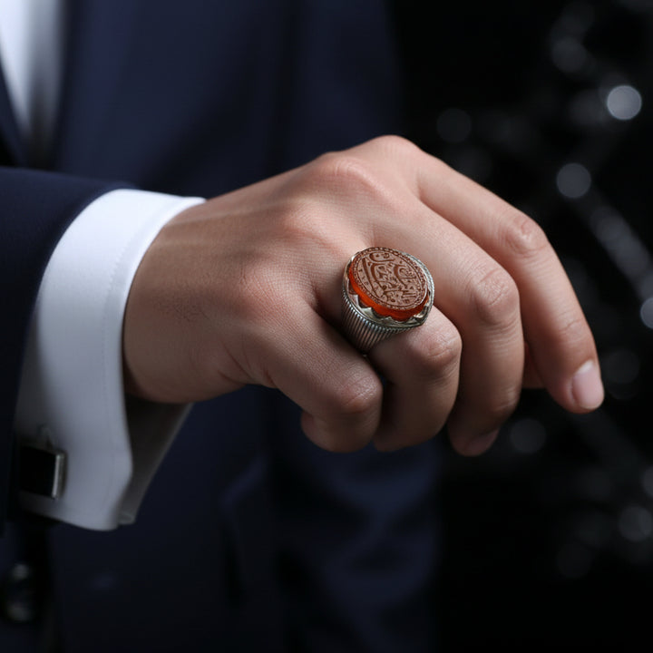 Dawam Al Salawat Yemeni Aqeeq Sterling Silver Ring