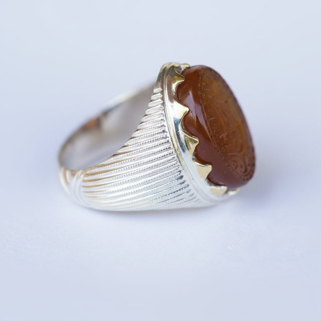 Dawam Al Salawat Yemeni Aqeeq Sterling Silver Ring