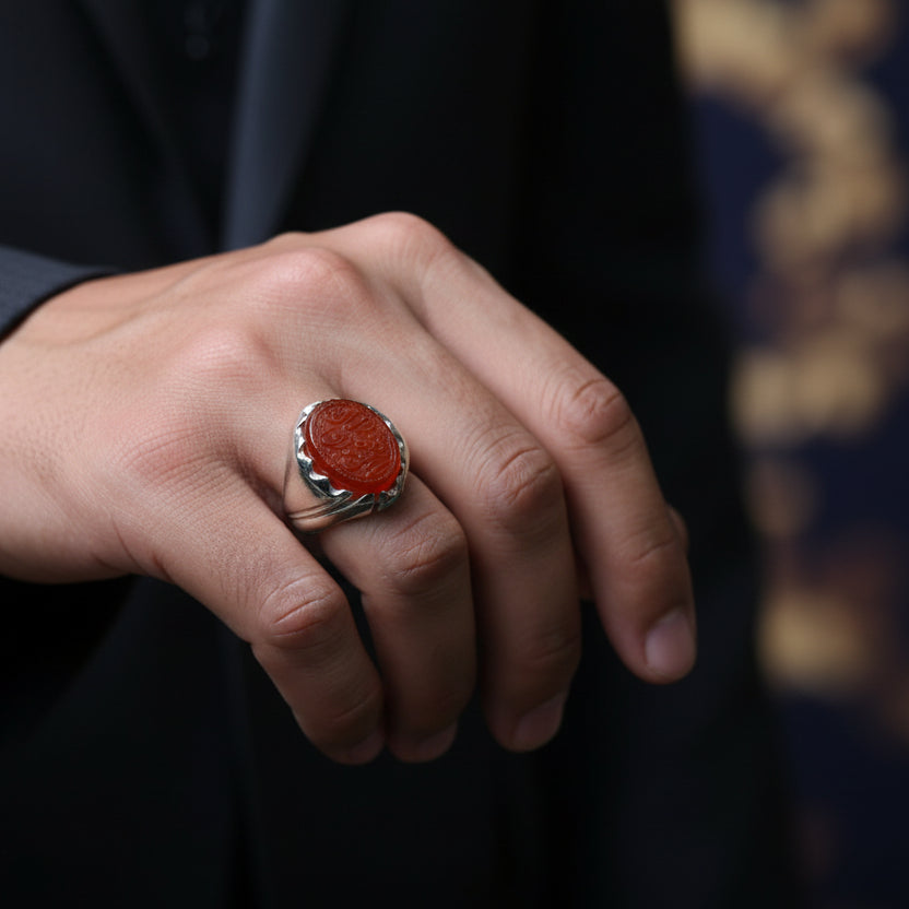 Dar Al Istianah Yemeni Aqeeq Sterling Silver Ring