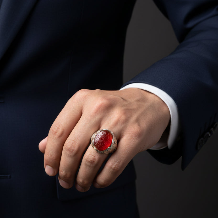 Hujjat Al Haqq Yemeni Aqeeq Sterling Silver Ring