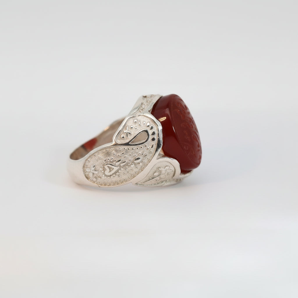 Hujjat Al Haqq Yemeni Aqeeq Sterling Silver Ring