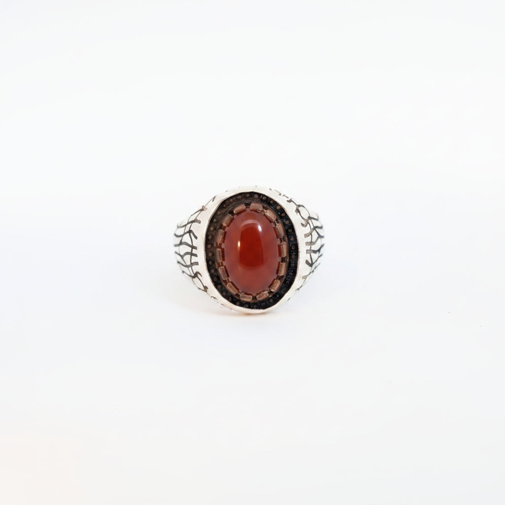 Rihal Yemeni Aqeeq Sterling Silver Ring