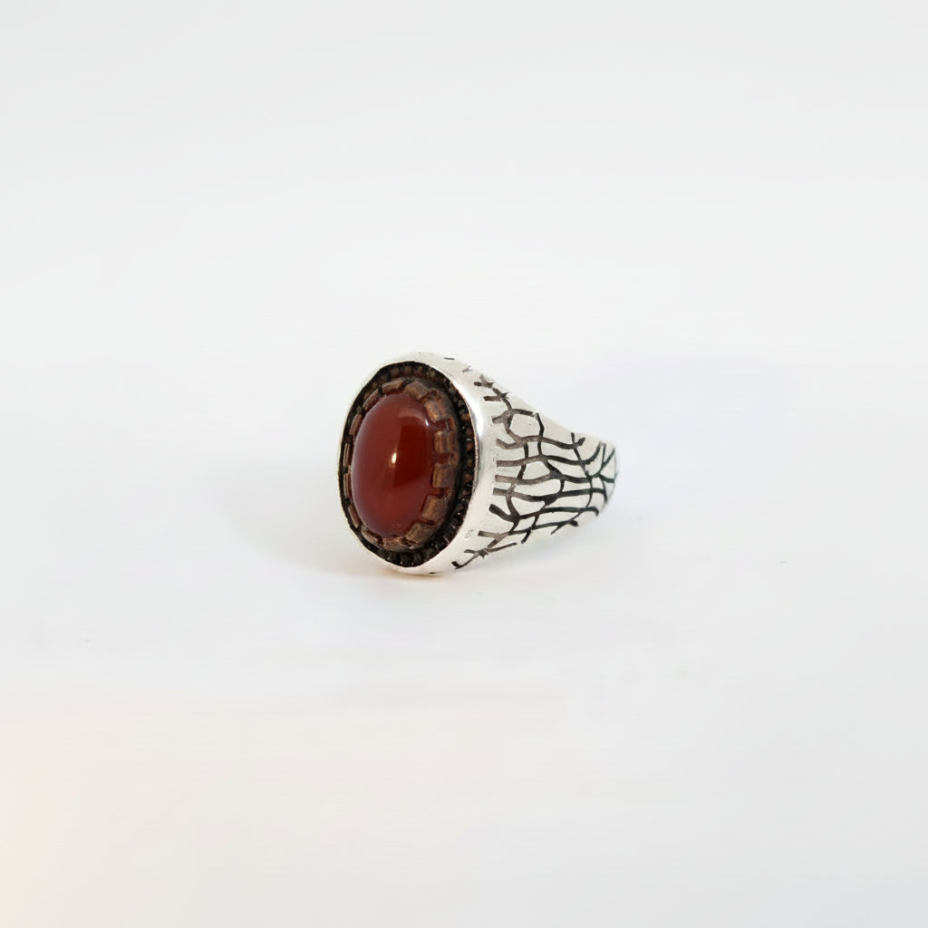 Rihal Yemeni Aqeeq Sterling Silver Ring