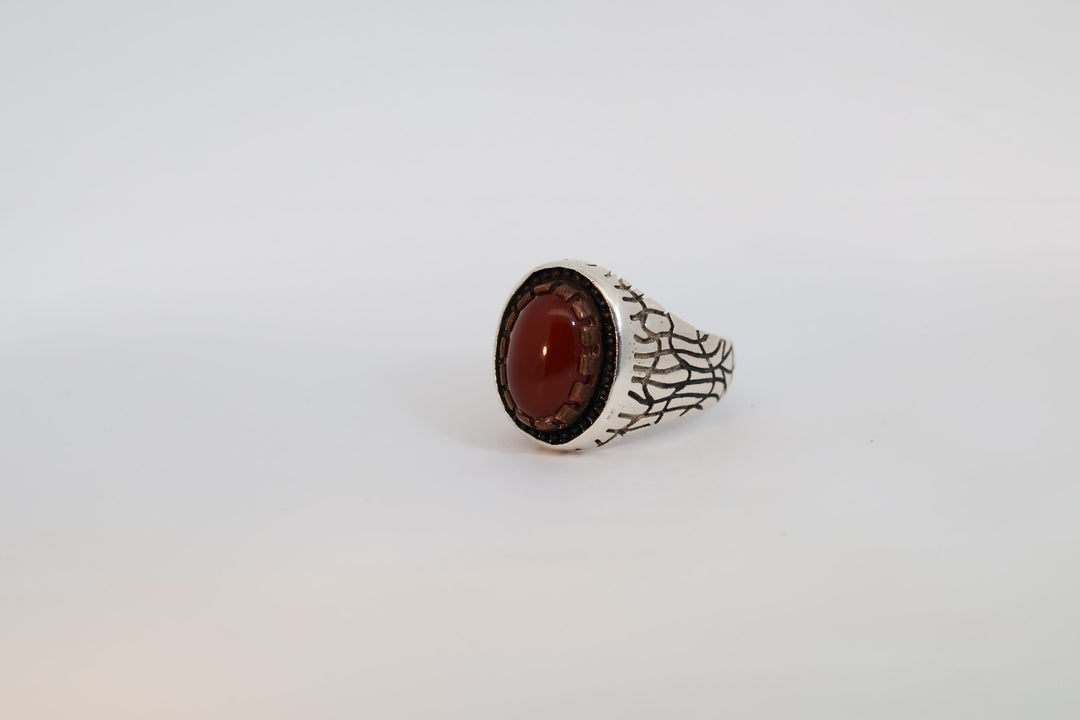 Rihal Yemeni Aqeeq Sterling Silver Ring