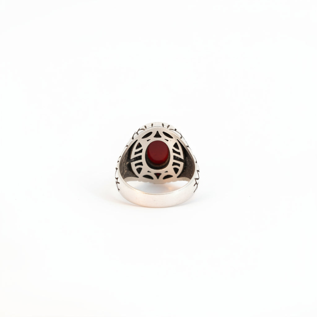 Rihal Yemeni Aqeeq Sterling Silver Ring