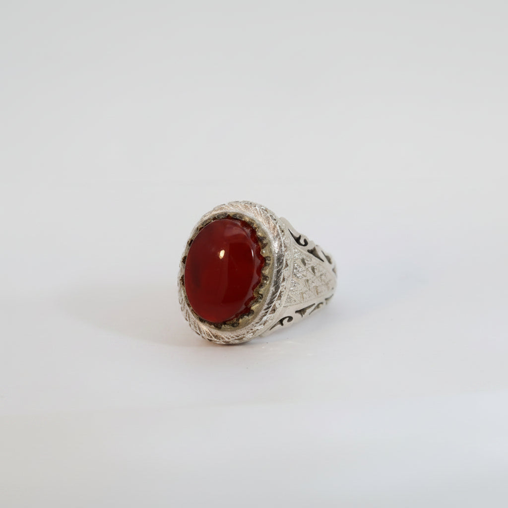 Warith Yemeni Aqeeq Sterling Silver Ring
