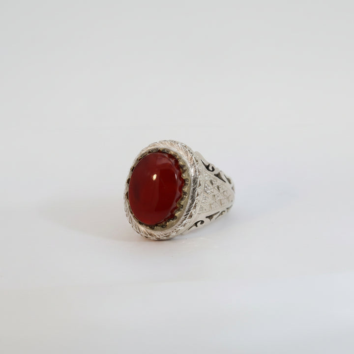 Warith Yemeni Aqeeq Sterling Silver Ring