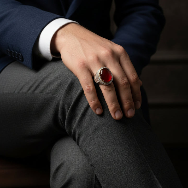 Warith Yemeni Aqeeq Sterling Silver Ring