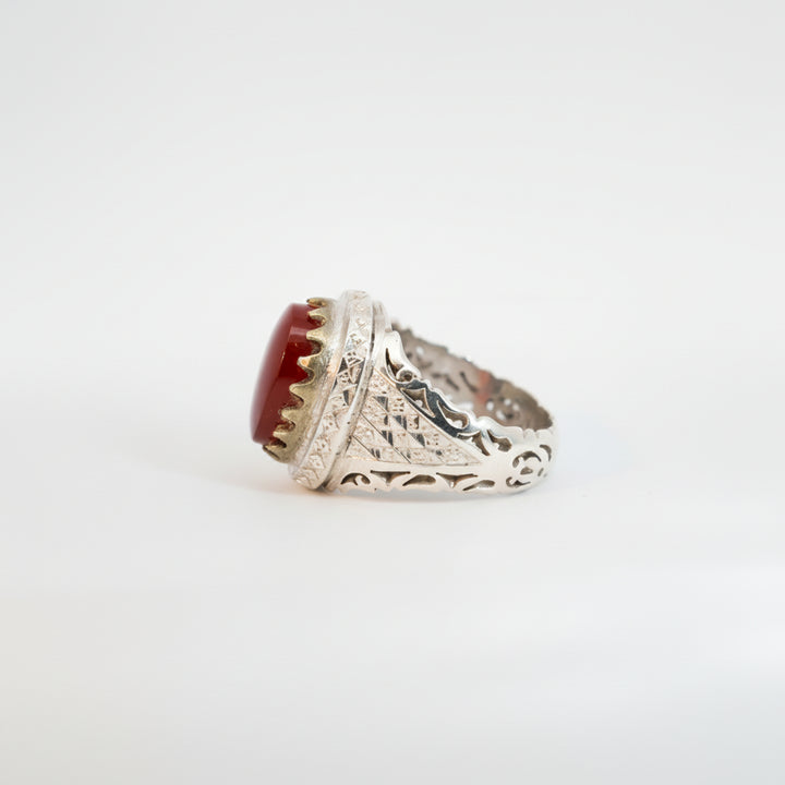 Warith Yemeni Aqeeq Sterling Silver Ring