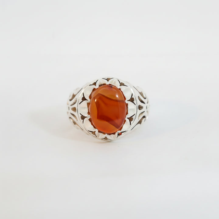 Sirajan Yemeni Aqeeq Sterling Silver Ring