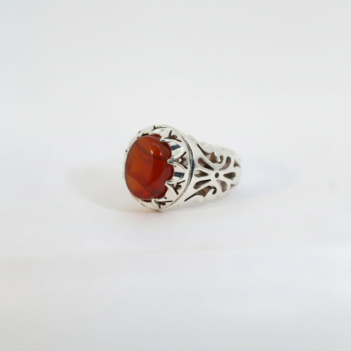 Sirajan Yemeni Aqeeq Sterling Silver Ring
