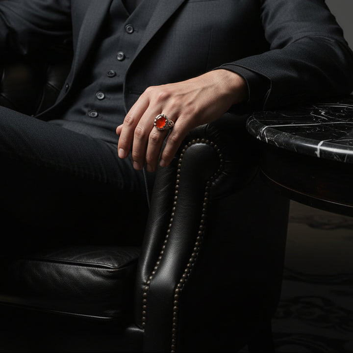Sirajan Yemeni Aqeeq Sterling Silver Ring