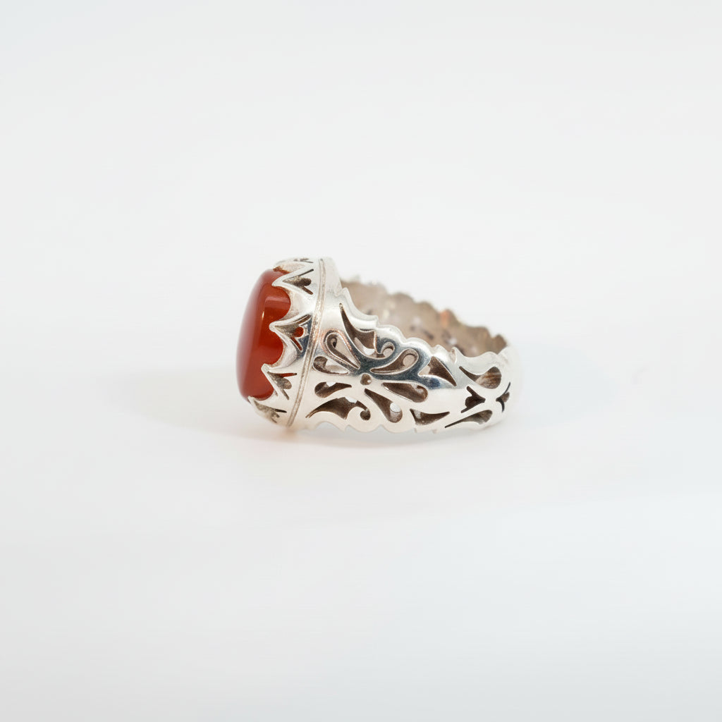 Sirajan Yemeni Aqeeq Sterling Silver Ring