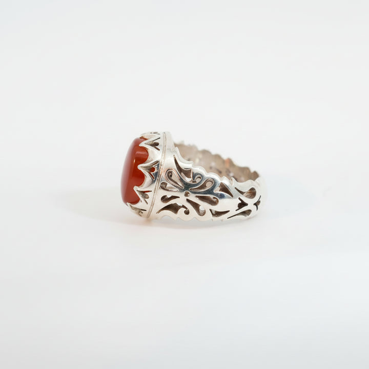Sirajan Yemeni Aqeeq Sterling Silver Ring