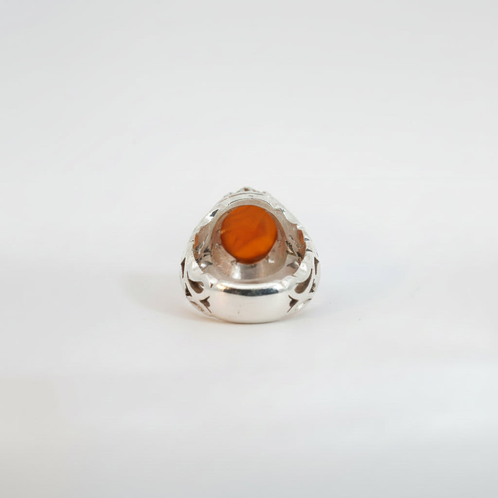 Sirajan Yemeni Aqeeq Sterling Silver Ring