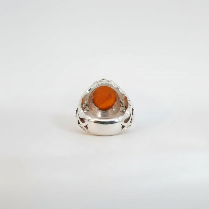 Sirajan Yemeni Aqeeq Sterling Silver Ring