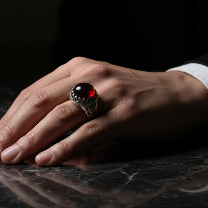 Khayzar Yemeni Aqeeq Sterling Silver Ring