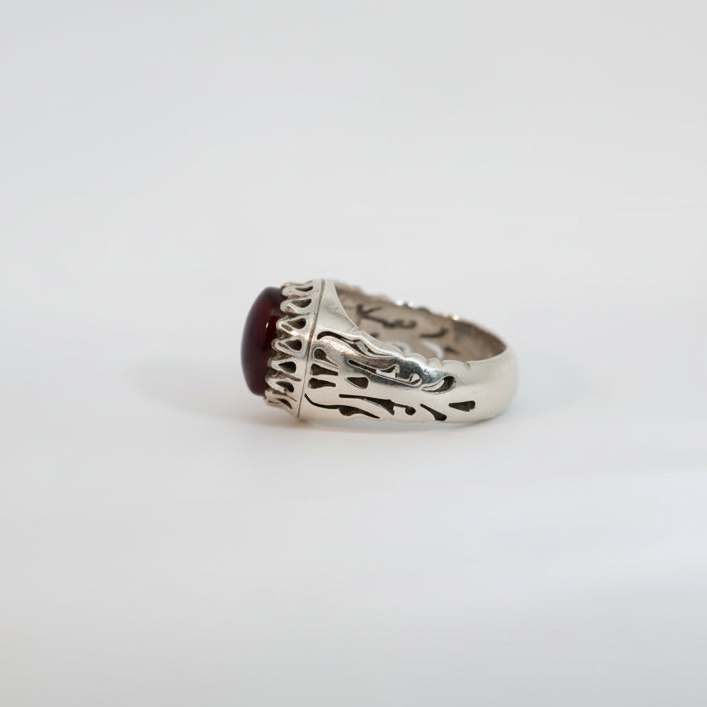 Khayzar Yemeni Aqeeq Sterling Silver Ring