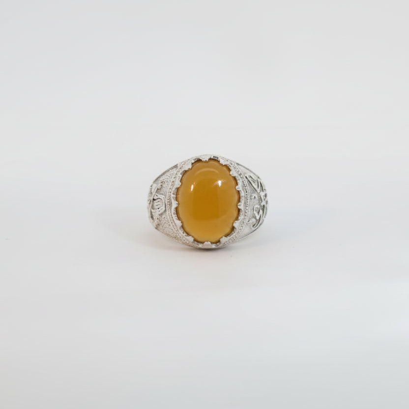 Fajran Yemeni Aqeeq Sterling Silver Ring