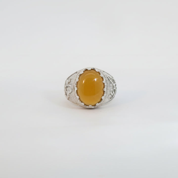 Fajran Yemeni Aqeeq Sterling Silver Ring