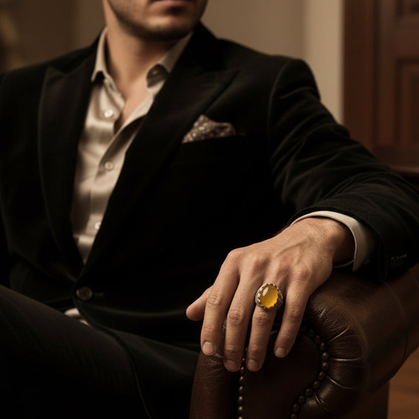 Fajran Yemeni Aqeeq Sterling Silver Ring