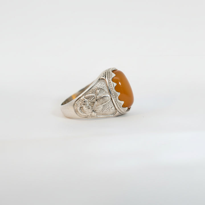 Fajran Yemeni Aqeeq Sterling Silver Ring