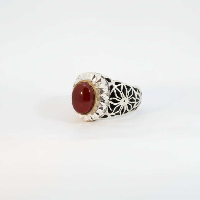 Nawras Yemeni Aqeeq Sterling Silver Ring