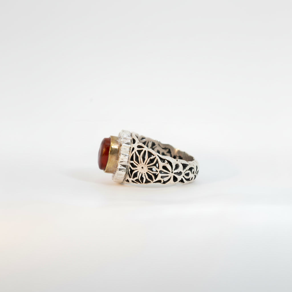 Nawras Yemeni Aqeeq Sterling Silver Ring