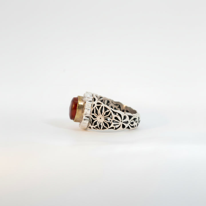 Nawras Yemeni Aqeeq Sterling Silver Ring