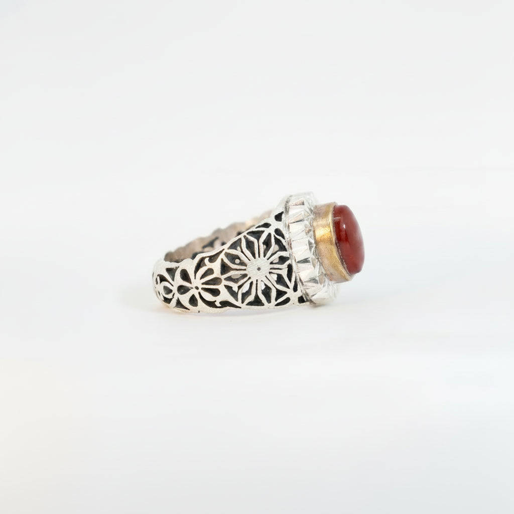 Nawras Yemeni Aqeeq Sterling Silver Ring