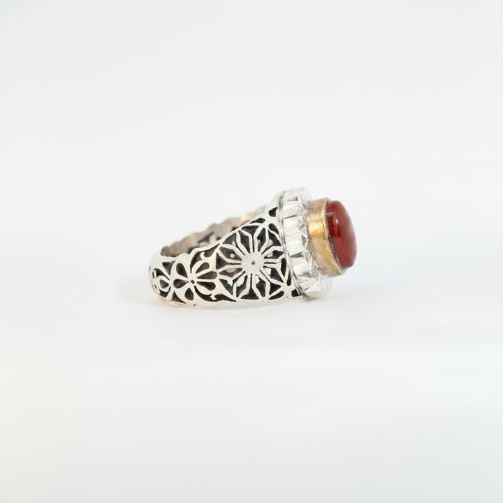 Nawras Yemeni Aqeeq Sterling Silver Ring