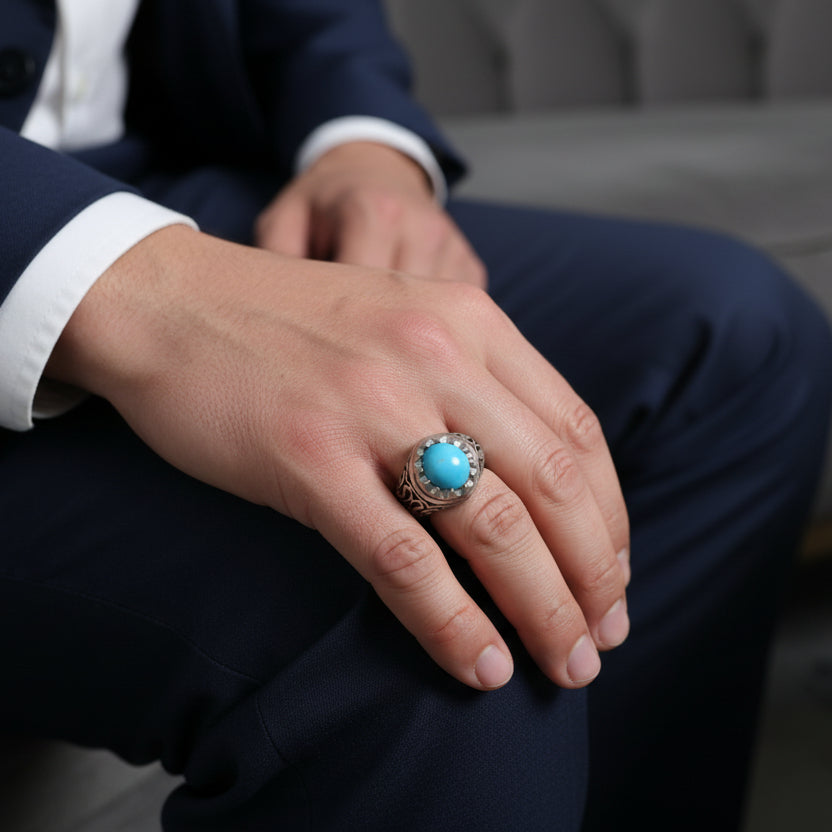 Thurayya Nayshabur Turquoise Sterling Silver Ring