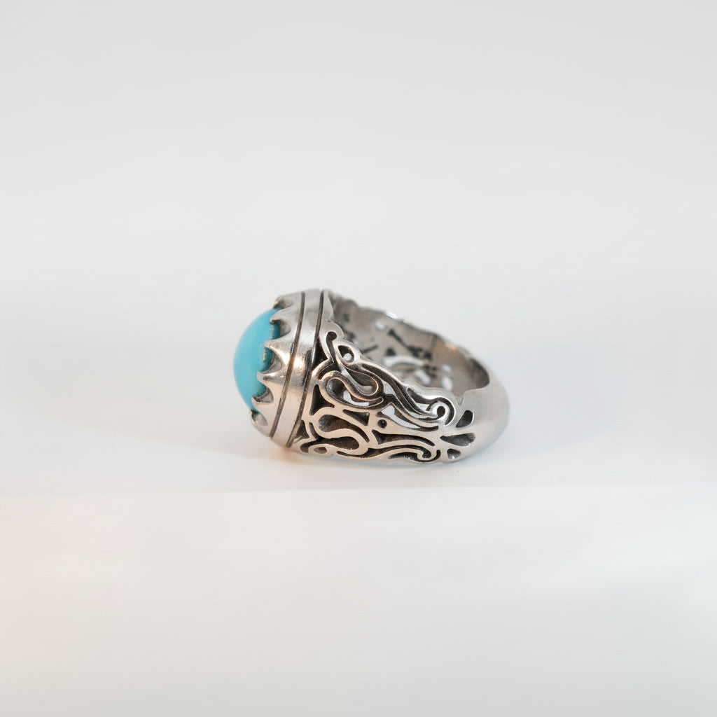 Thurayya Nayshabur Turquoise Sterling Silver Ring