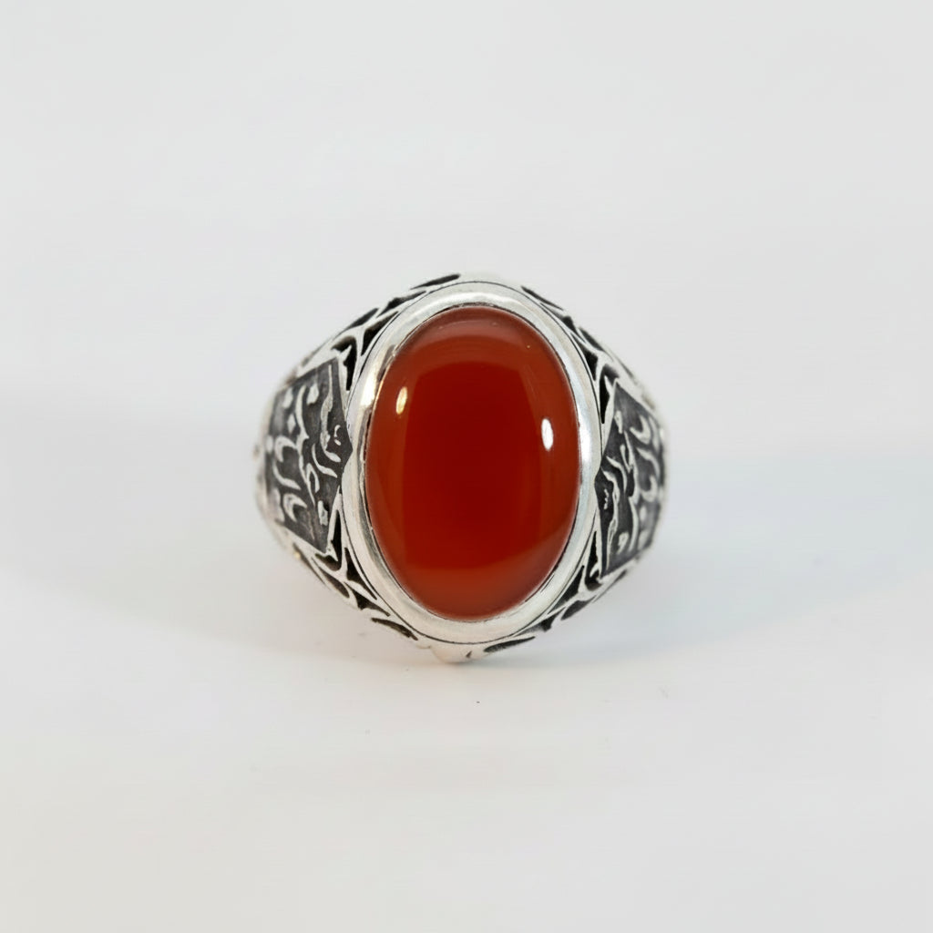 Liwa Yemeni Aqeeq Sterling Silver Ring
