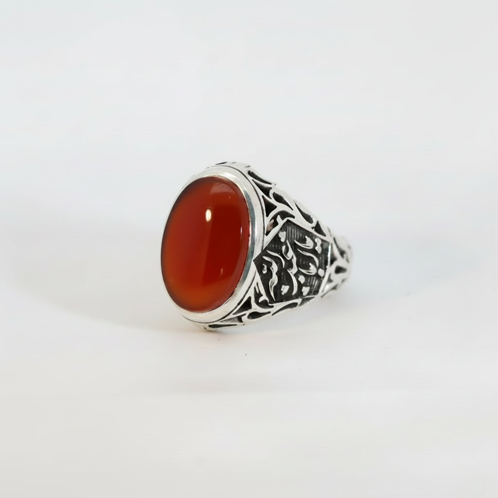 Liwa Yemeni Aqeeq Sterling Silver Ring