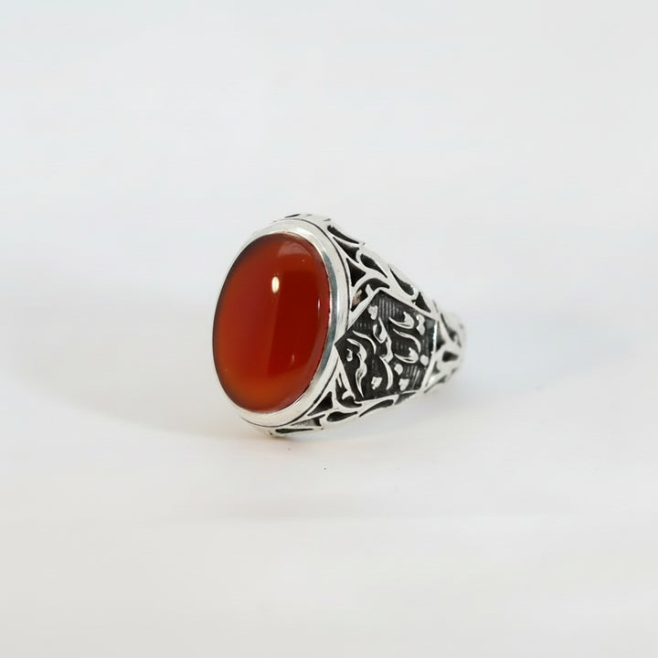 Liwa Yemeni Aqeeq Sterling Silver Ring