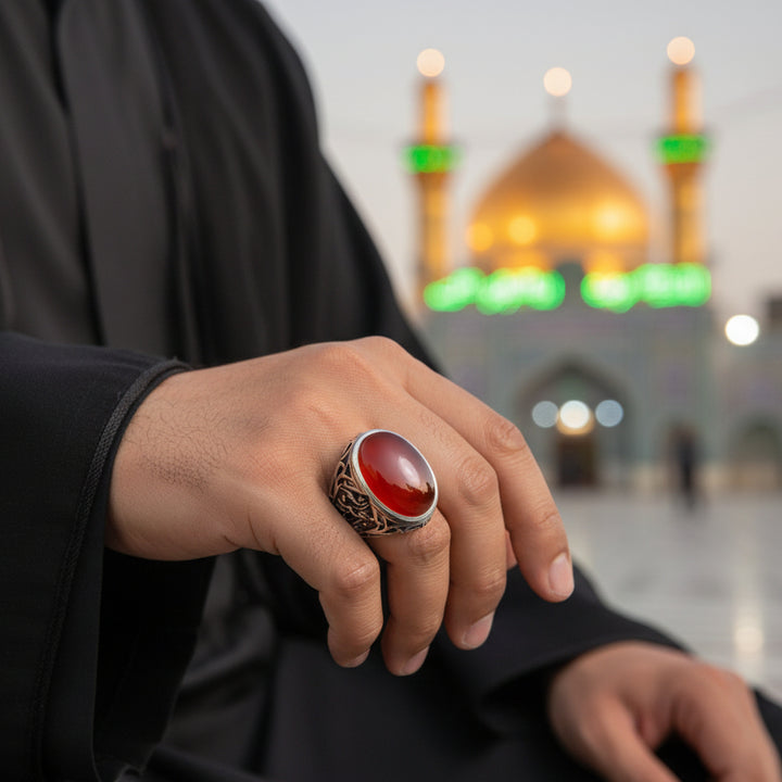 Liwa Yemeni Aqeeq Sterling Silver Ring