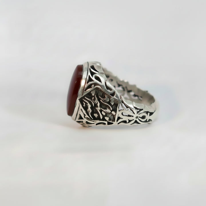 Liwa Yemeni Aqeeq Sterling Silver Ring