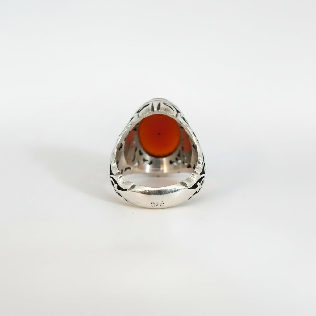 Liwa Yemeni Aqeeq Sterling Silver Ring
