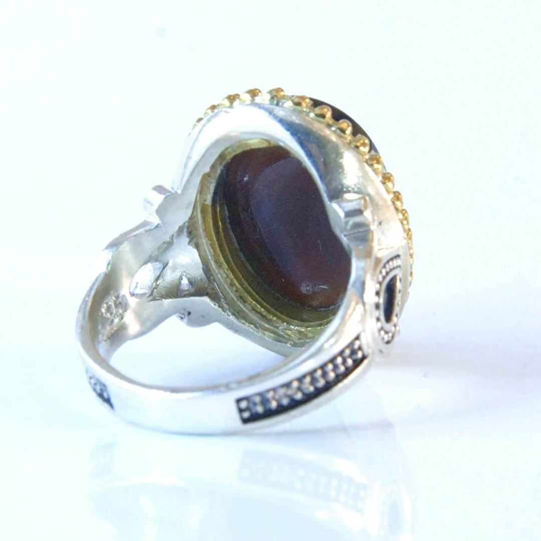 Eternal Bond Yemeni Aqeeq Engraved Sterling Silver Ring