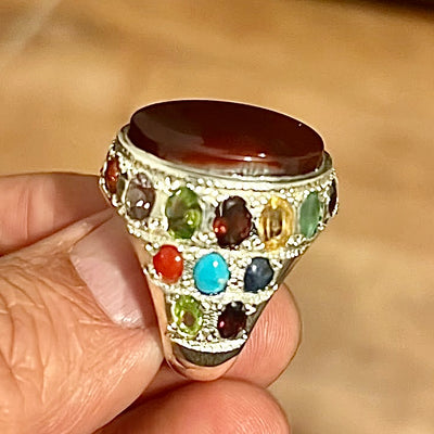 Multi Stone Handmade Silver Ring