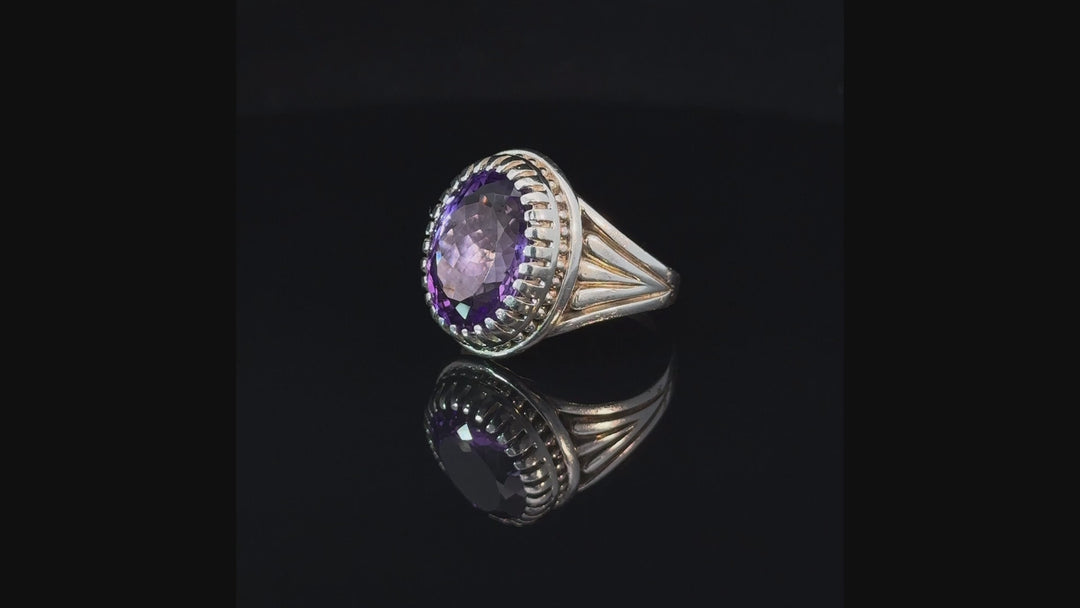 Amethyst Round Bliss Gemstone Sterling Silver Women Ring | US Size 9.5