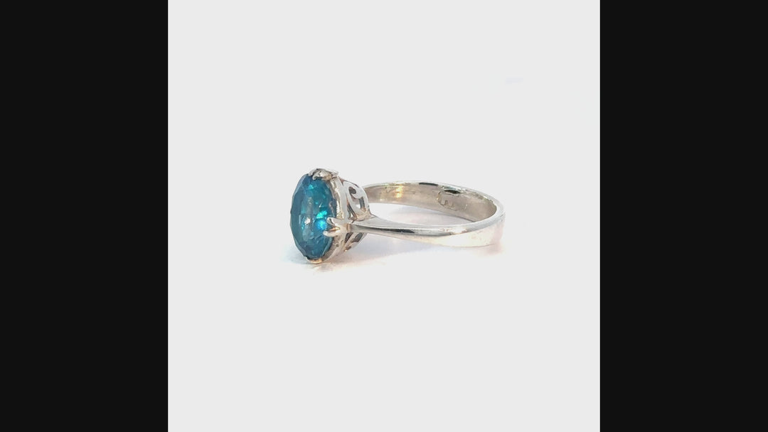 Midnight Topaz Elegant Sterling Silver Women Ring | US Size 8.5