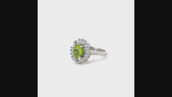 Peridot Paradise Cubic Zirconia Sterling Silver Women Ring