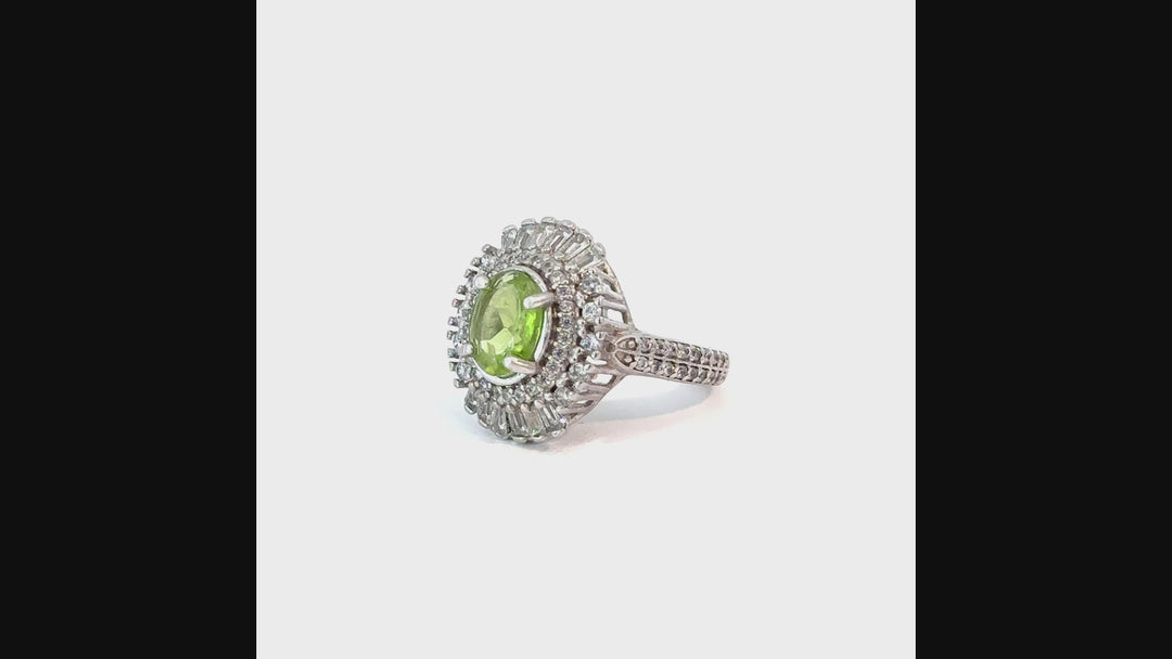 Royal Peridot Cubic Zirconia Sterling Silver Women Ring | US Size 6.25